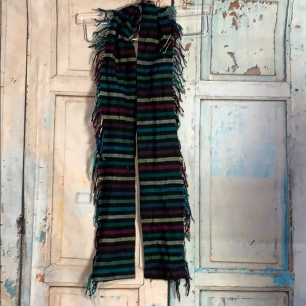 Cashmink Scarf by V. Fraas Navy with stripes and fringe